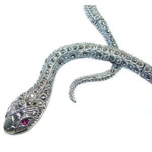 Snake chocker necklace marcasite sterling silver